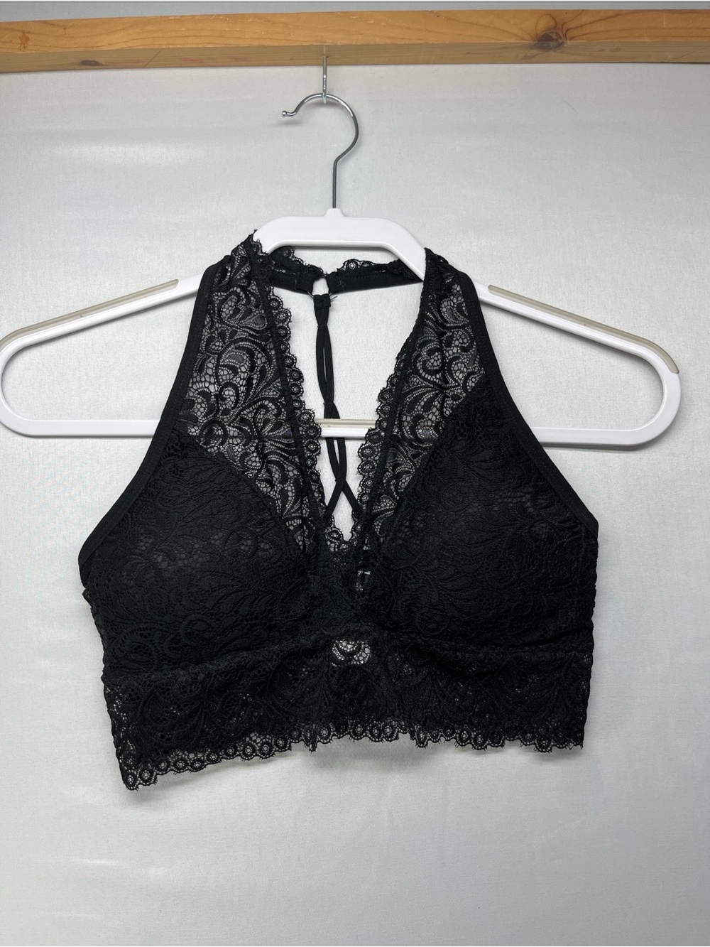 Source Unknown Black Lace Halter Bralette